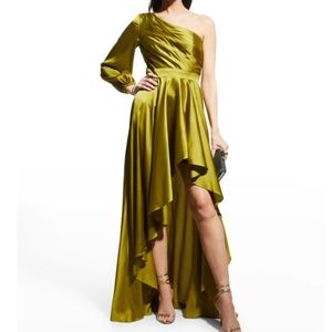 Mac Duggal One-Shoulder Long-Sleeve High-Low Gown Sz. 2